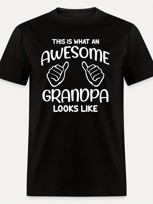 Men's Graphic T-Shirt This Is What An Awesome Grandpa Looks Like Bold Lettering With Two Playful Thumbs Up Sign Grandpa