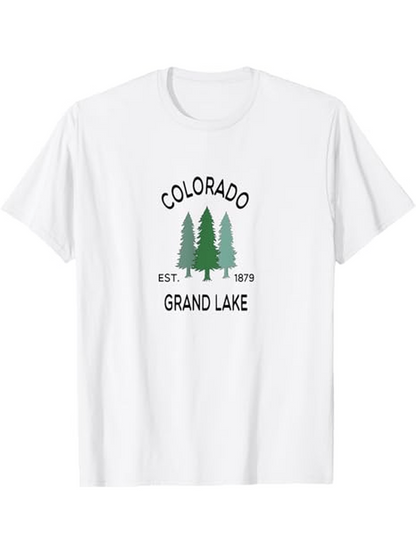 Men's Graphic T-Shirt Colorado Grand Lake With Evergreen Pine Trees And Established Date Graphic