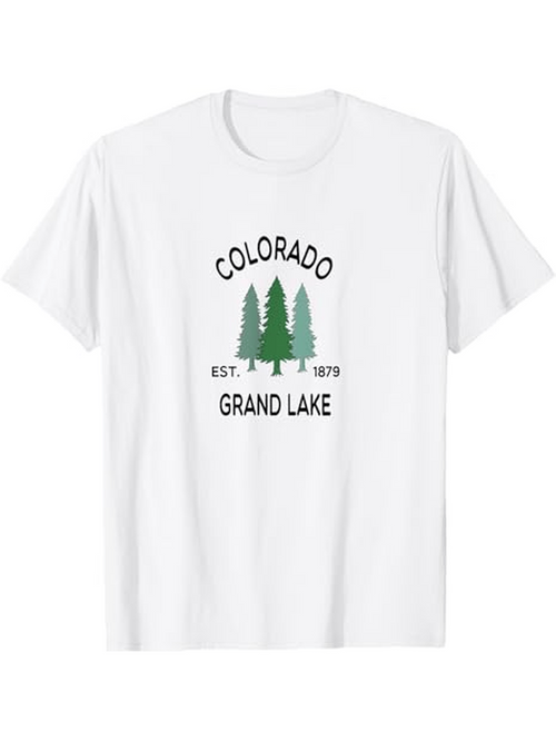 Men's Graphic T-Shirt Colorado Grand Lake With Evergreen Pine Trees And Established Date Graphic