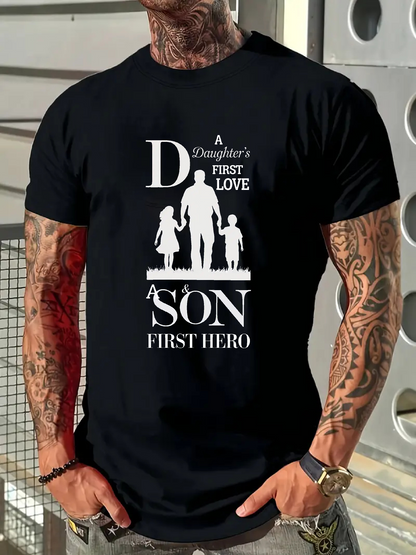 Men's Graphic T-Shirt Silhouetted Family Holding Hands With Inspirational Letters Father