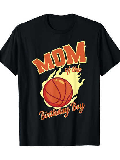Men's Graphic T-Shirt Mom Birthday Boy Glowing Fire With Basketball In Motion