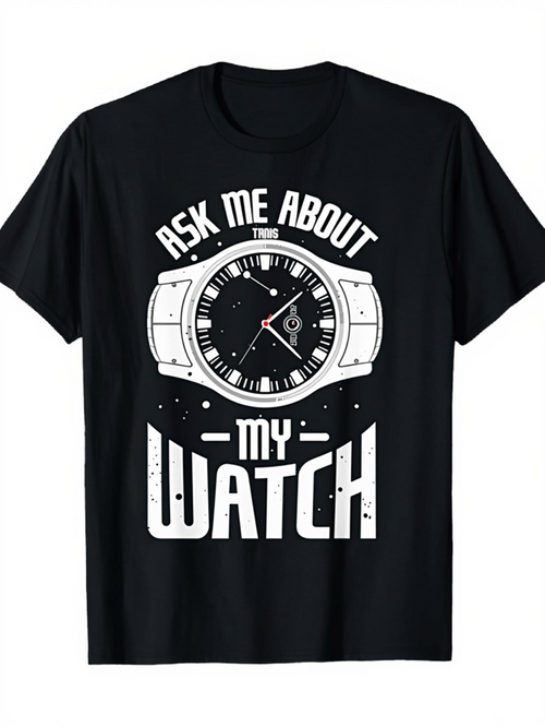 Men's Graphic T-Shirt Ask Me About My Shining Analog Watch Illustration