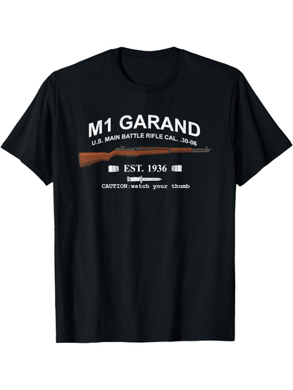 Men's Graphic T-Shirt M1 Garand Classic Rifle Design With Historical Text Elements