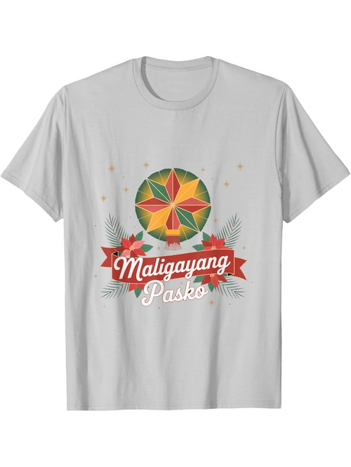 Men's Graphic T-Shirt Merry Christmas Festive Lantern With Colorful Holiday Ribbon Star