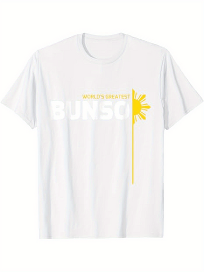 Men's Graphic T-Shirt Worlds Greatest Bunso Yellow Sunbeam Overlapping Lettering T Shirt