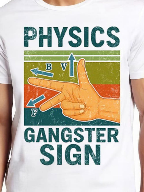 Men's Graphic T-Shirt Physics Gangster Sign Colorful Arrows And Hand With Physics Gesture
