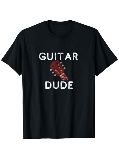 Men's Graphic T-Shirt Guitar Dude With Bold Letters And Wooden Headstock Guitar