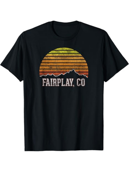 Men's Graphic T-Shirt Fairplay CO Retro Sunset Stripes With Mountain Silhouette Shirt