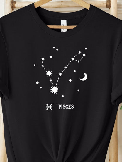 Men's Graphic T-Shirt Pisces Celestial Constellation With Stars And Crescent Moon Design