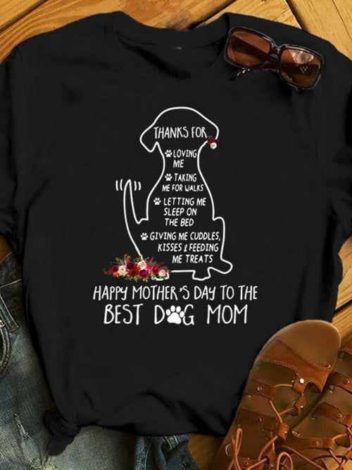 Men's Graphic T-Shirt Happy Mothers Day With Flowers Celebrating Love And Cute Dog