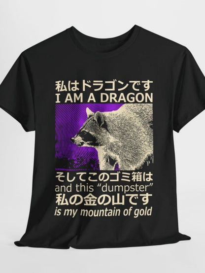 Men's Graphic T-Shirt I Am A Dragon Purple Fade With Dumpster Raccoon Graphic Shirt