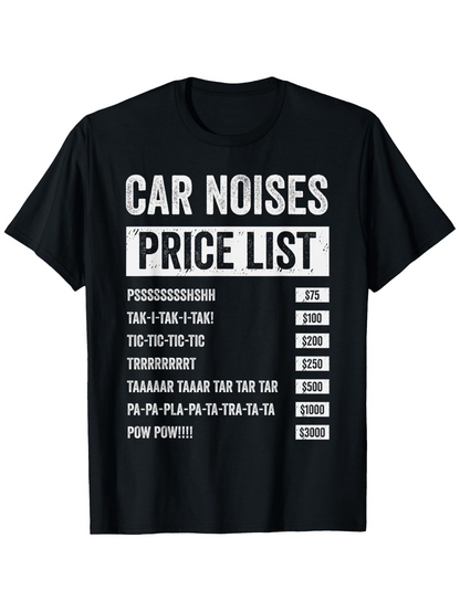Men's Graphic T-Shirt Car Noises Price List Sound Effects Black T Shirt