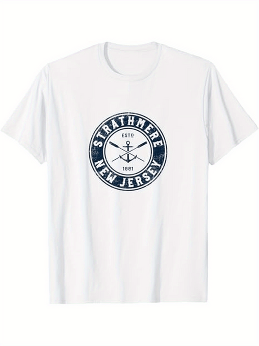 Men's Graphic T-Shirt Strathmere New Jersey Nautical Crest With Oars And Compass Emblem