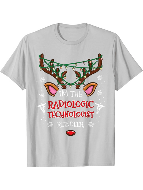 Men's Graphic T-Shirt Radiologic Technologist Christmas Lights With Cartoon Reindeer Antlers Ears Nose