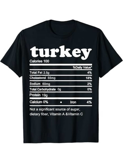 Men's Graphic T-Shirt Turkey Nutritional Facts With Serving Table Graphic Turkey