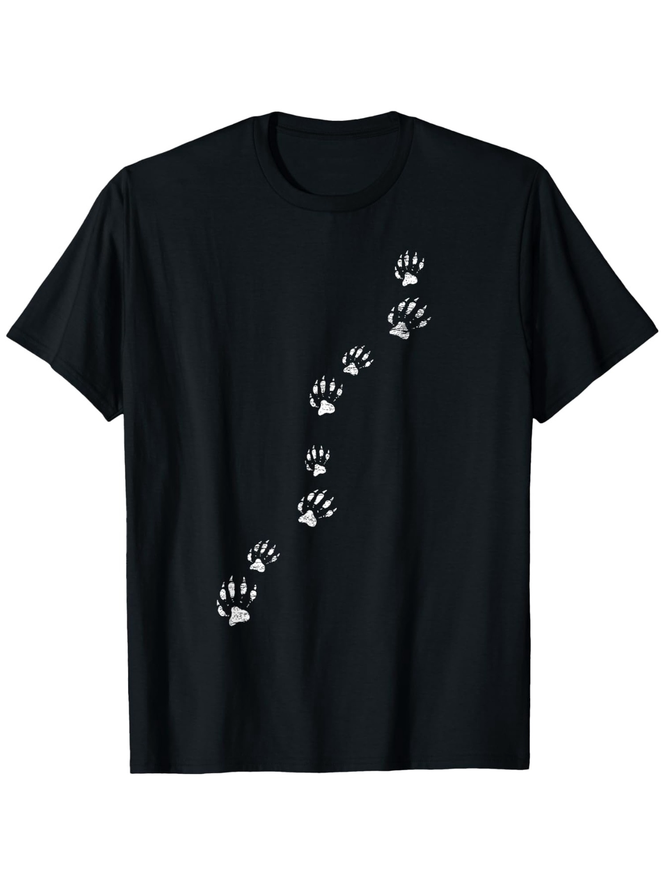 Men's Graphic T-Shirt Diagonal Animal Paw Prints In White On Soft Cotton Shirt