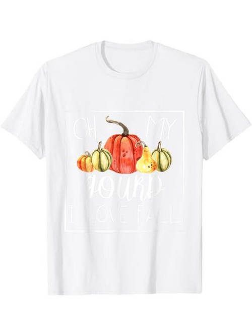 Men's Graphic T-Shirt Harvest Festive Pumpkins With Colorful Autumn Gourds On Crisp White Shirt Pumpkin
