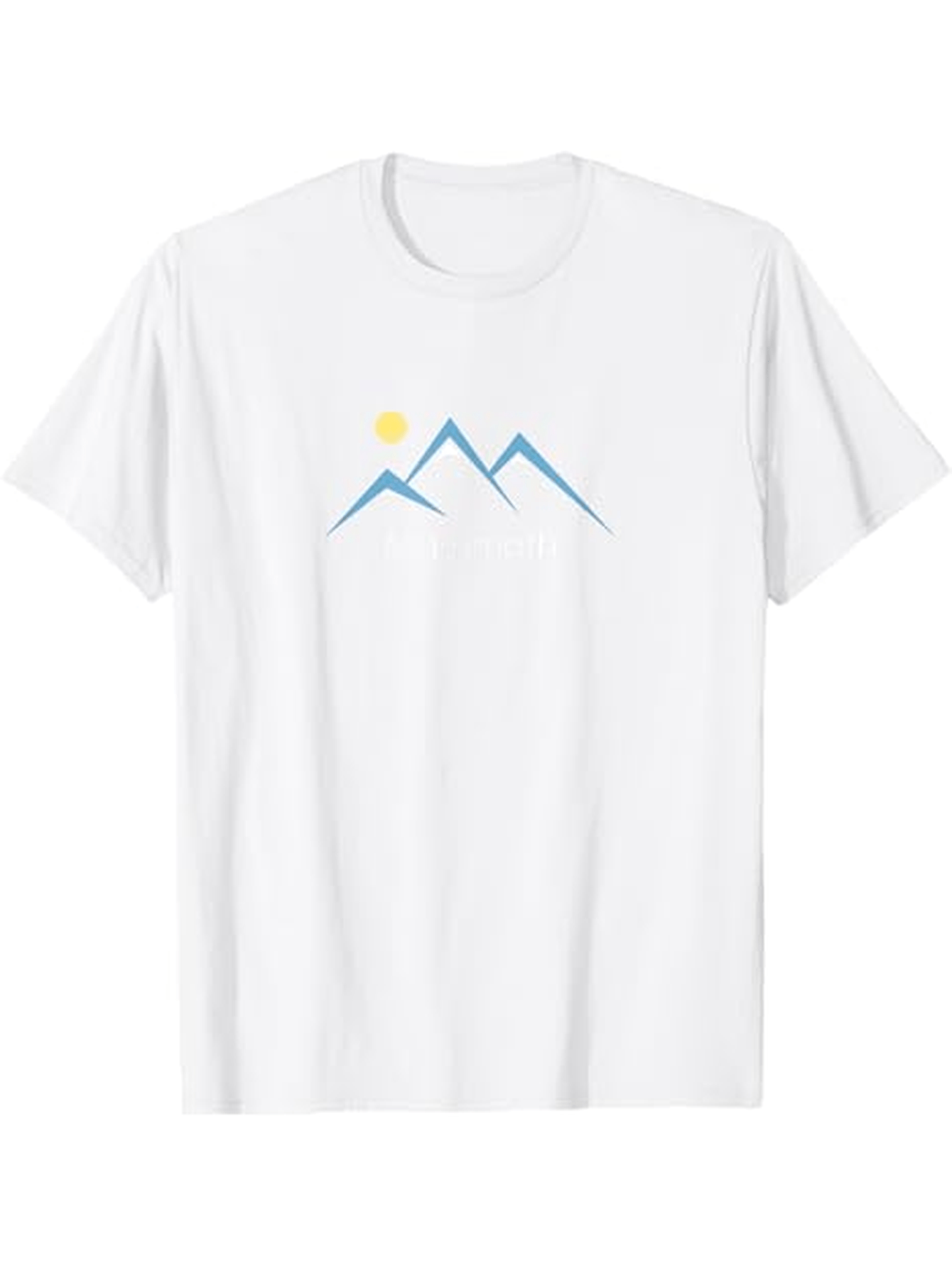Men's Graphic T-Shirt Simple Blue Mountain Peaks With Rising Yellow Sun