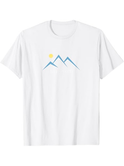 Men's Graphic T-Shirt Simple Blue Mountain Peaks With Rising Yellow Sun