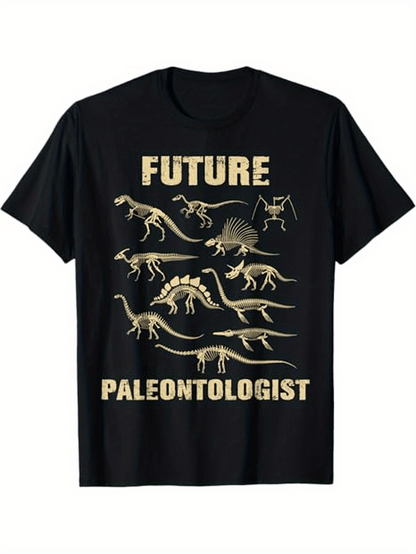 Men's Graphic T-Shirt Future Paleontologist Fossil Dinosaur Skeleton Sketch With Ancient Reptile Bones T Shirt