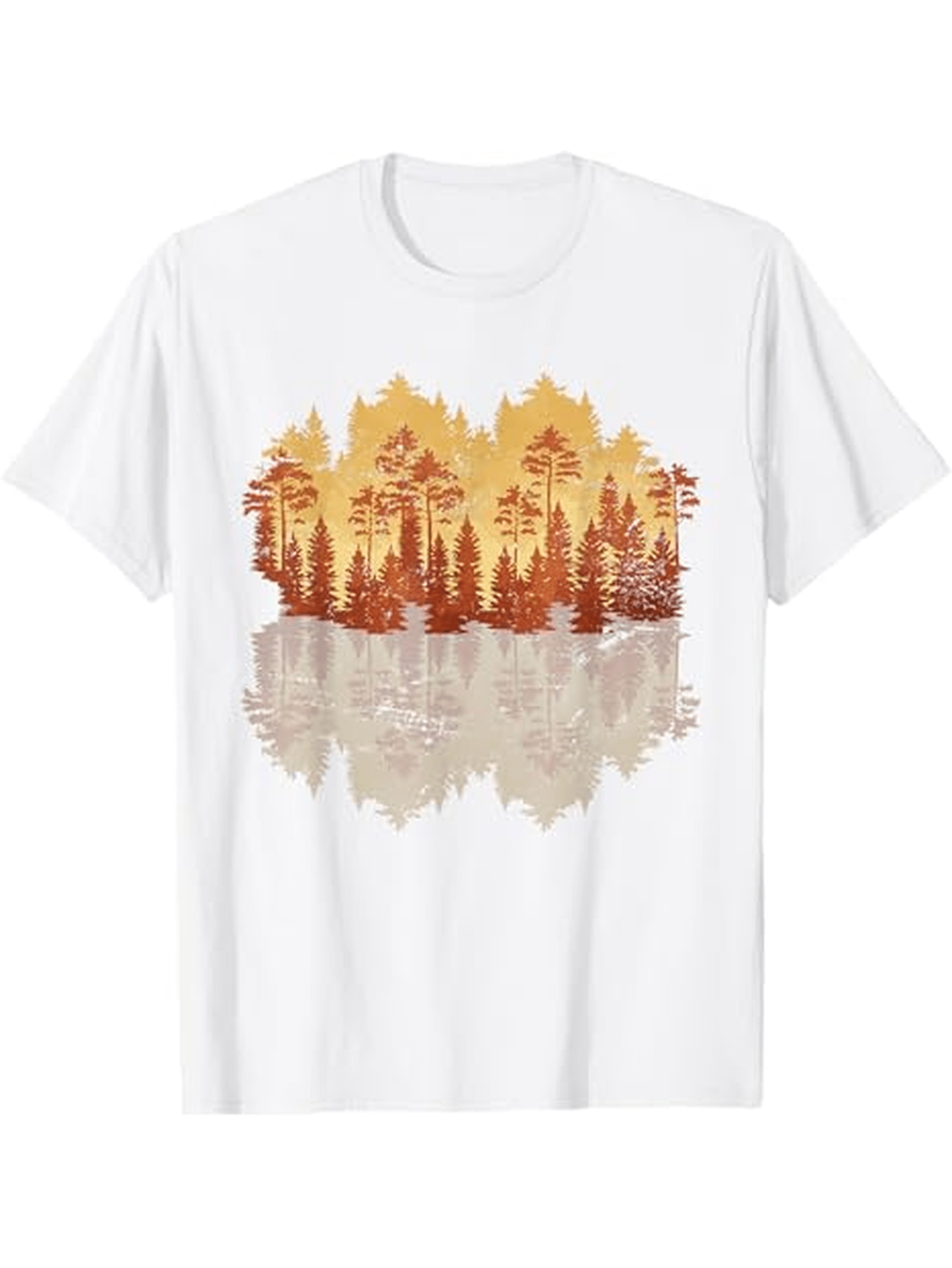 Men's Graphic T-Shirt Golden Autumn Sunset Reflection Among Tranquil Forest Trees