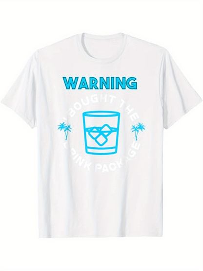 Men's Graphic T-Shirt Warning Chilled Summer Drink With Ice And Palm Trees Glass