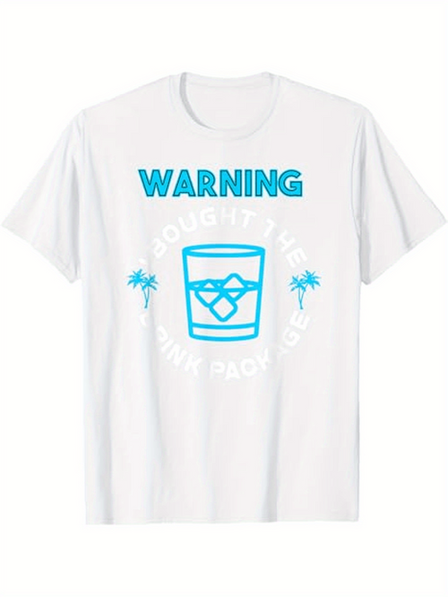 Men's Graphic T-Shirt Warning Chilled Summer Drink With Ice And Palm Trees Glass