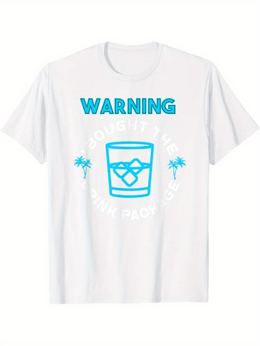 Men's Graphic T-Shirt Warning Chilled Summer Drink With Ice And Palm Trees Glass