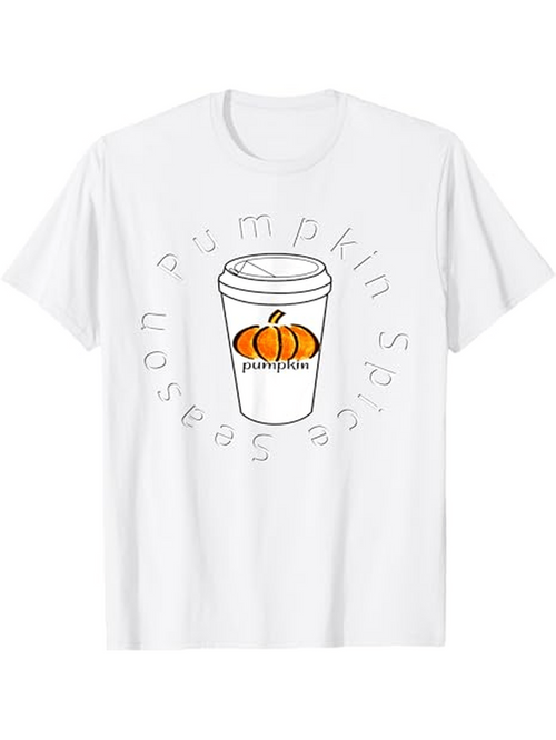 Men's Graphic T-Shirt Pumpkin Spice Season Coffee Cup With Orange Pumpkin Graphic