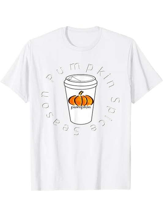 Men's Graphic T-Shirt Pumpkin Spice Season Coffee Cup With Orange Pumpkin Graphic