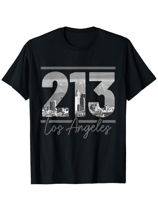 Men's Graphic T-Shirt Los Angeles 213 Skyline And Urban Cityscape Print T Shirt