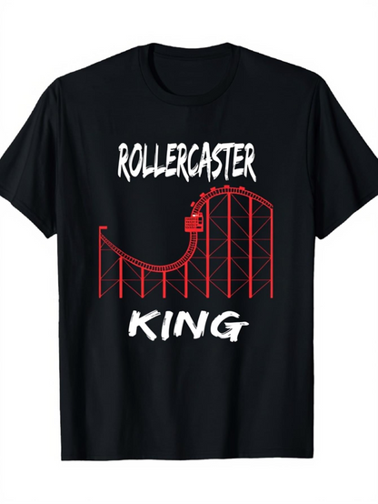 Men's Graphic T-Shirt Rollercoaster King With Red Tracks And Thrilling Ride Car