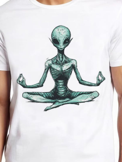 Men's Graphic T-Shirt Peaceful Humanoid Alien Meditating With Tranquil Energy Calm Alien