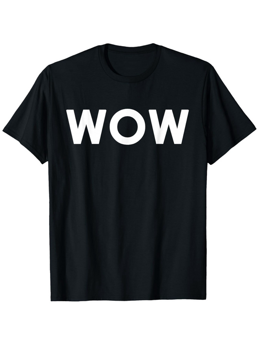 Men's Graphic T-Shirt Wow Bold White Letters On Black T Shirt