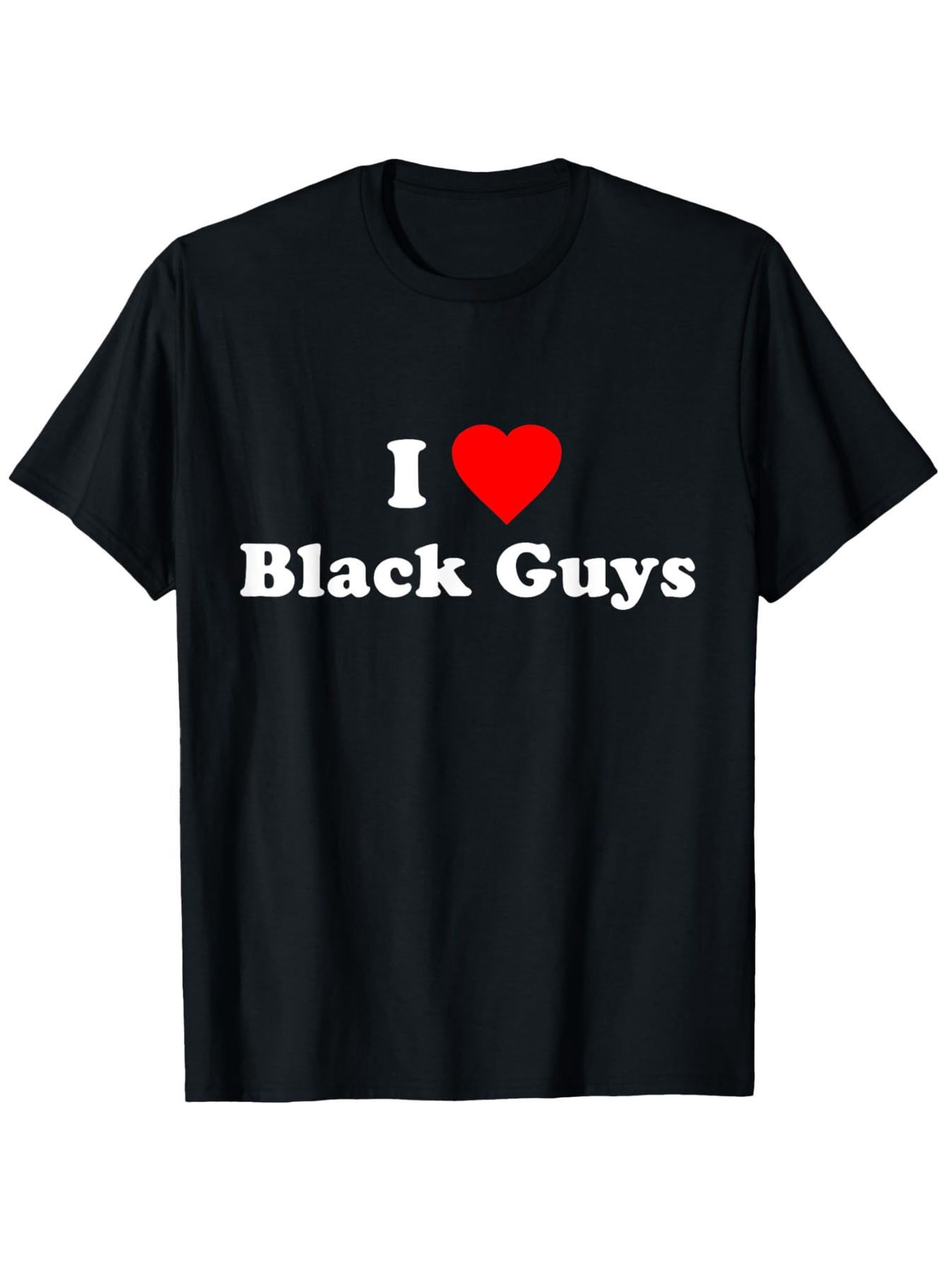 Men's Graphic T-Shirt I Love Statement Bold White Letters With Red Heart Black T Shirt