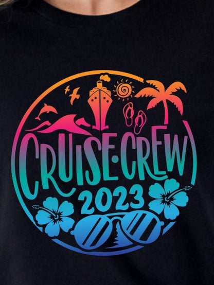 Men's Graphic T-Shirt Cruise Crew 2023 Palm Trees Waves And Sunglasses Circle