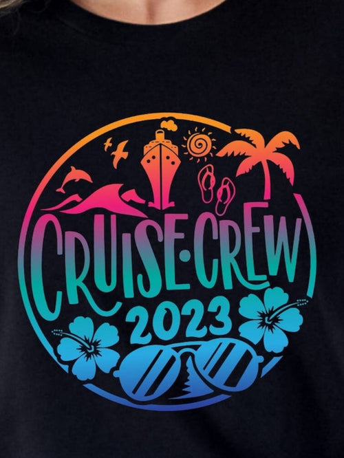 Men's Graphic T-Shirt Cruise Crew 2023 Palm Trees Waves And Sunglasses Circle