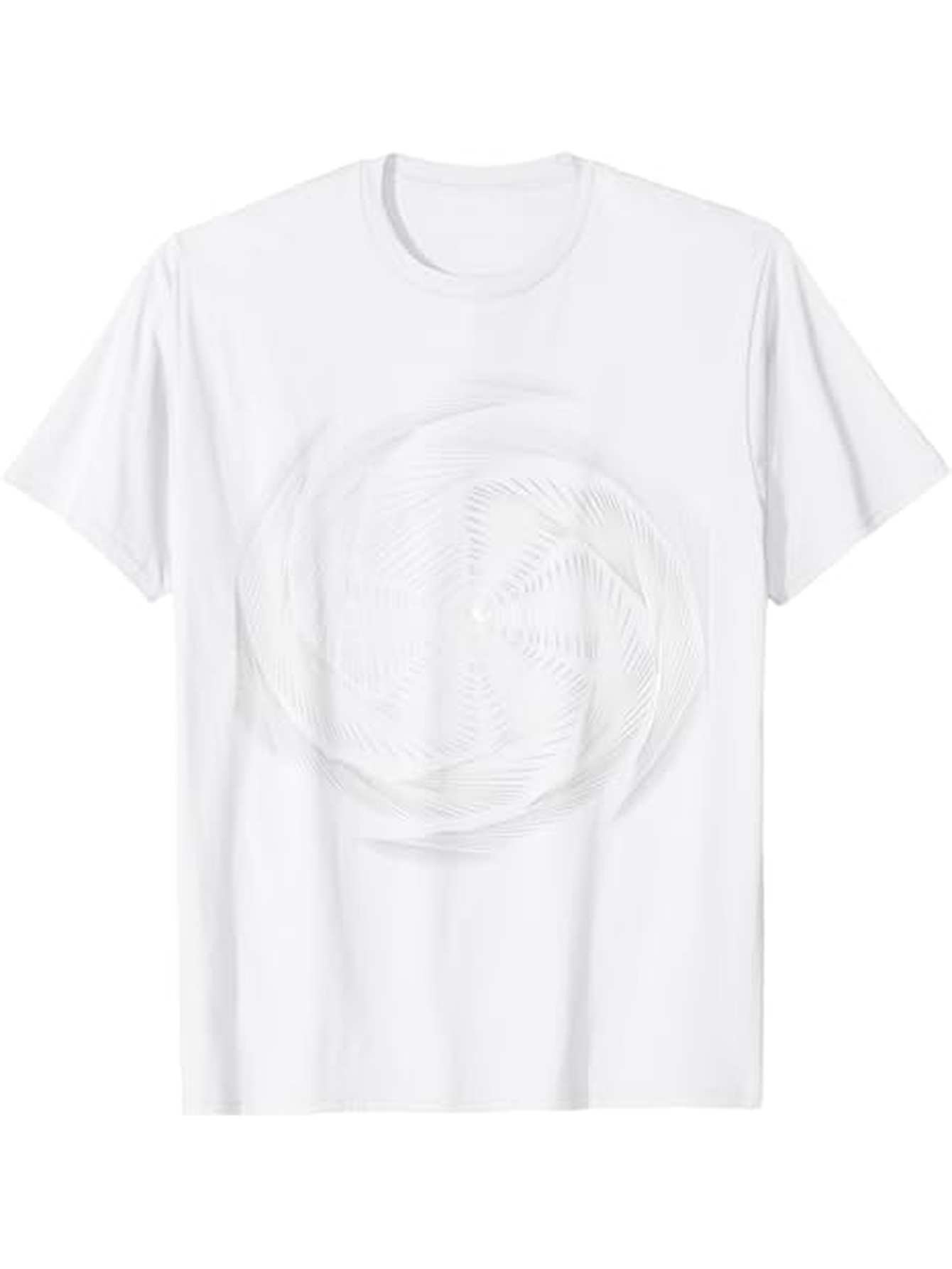 Men's Graphic T-Shirt Abstract Circular Lines Overlapping In Soft White Tones Centerpiece