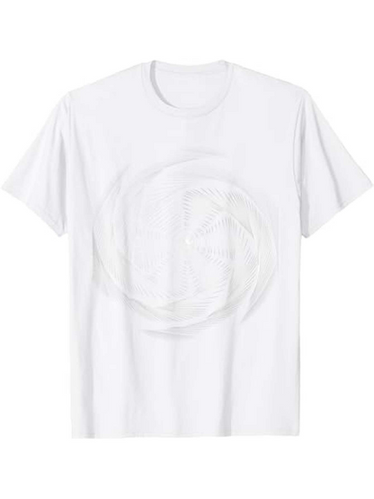 Men's Graphic T-Shirt Abstract Circular Lines Overlapping In Soft White Tones Centerpiece