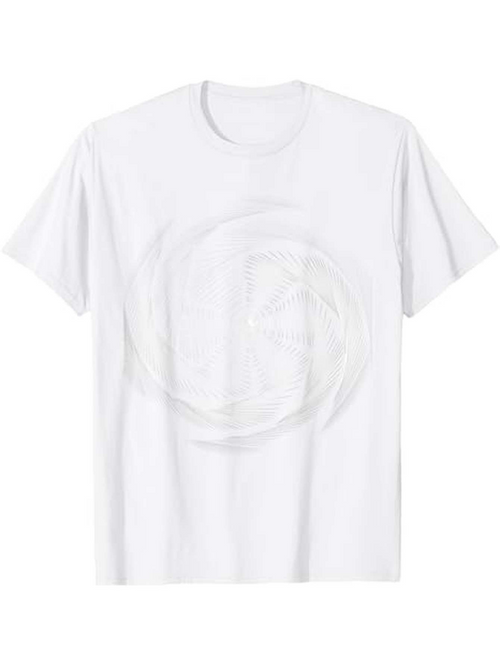 Men's Graphic T-Shirt Abstract Circular Lines Overlapping In Soft White Tones Centerpiece