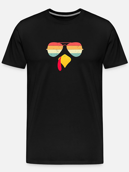 Men's Graphic T-Shirt Retro Colorful Sunglasses With Yellow Red Turkey Beak Pattern