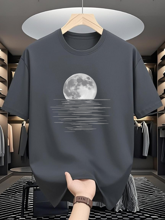 Men's Graphic T-Shirt Radiant Moonlight Reflections Over Gentle Rippling Water Moon