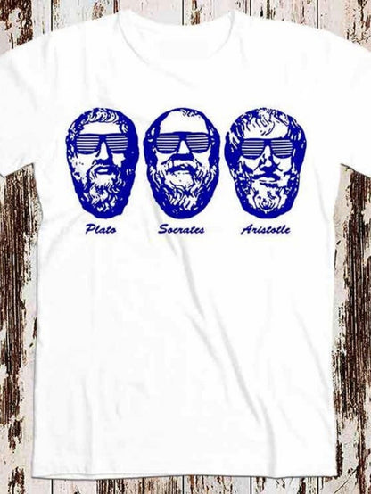 Men's Graphic T-Shirt Classical Thinkers With Sunglasses Featuring Ancient Greek Philosophers