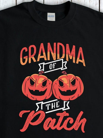 Men's Graphic T-Shirt Grandma Of The Patch Festive Halloween Pumpkins With Smiling Faces