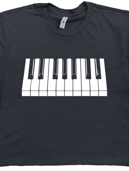 Men's Graphic T-Shirt Minimalist White Black Rectangles Creating A Piano Keyboard