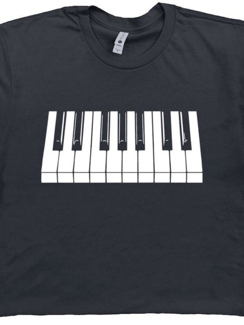 Men's Graphic T-Shirt Minimalist White Black Rectangles Creating A Piano Keyboard