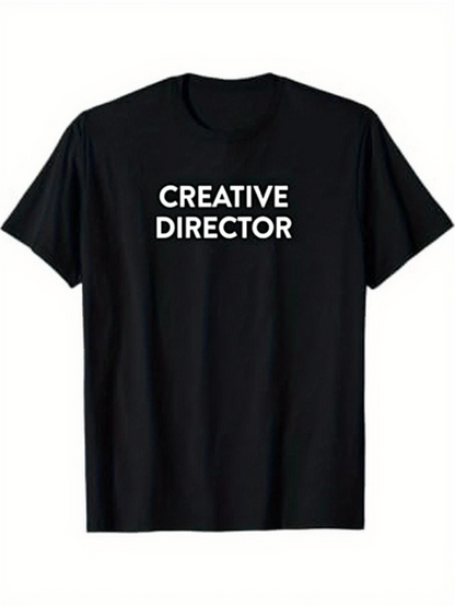 Men's Graphic T-Shirt Creative Director Bold White Lettering On Plain Black T Shirt