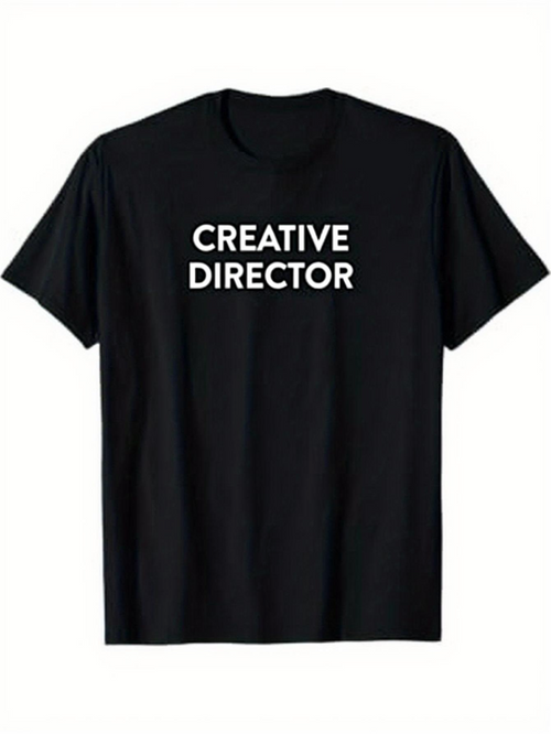 Men's Graphic T-Shirt Creative Director Bold White Lettering On Plain Black T Shirt