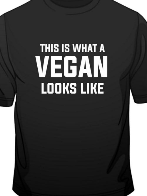 Men's Graphic T-Shirt This Is What A Vegan Looks Like Statement Black T Shirt