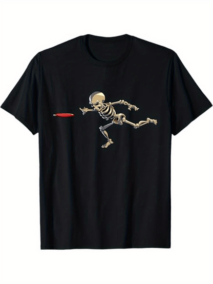 Men's Graphic T-Shirt Vintage Style Skeleton With Red Flying Saucer Toy